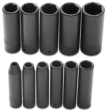 Proto® 1/4" Drive 11 Piece Metric Deep Impact Socket Set - 6 Point - Americas Industrial Supply