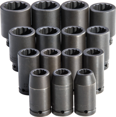 Proto® 3/4" Drive 15 Piece Deep Metric Impact Socket Set - 12 Point - Americas Industrial Supply