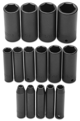 Proto® 3/8" Drive 15 Piece Deep Impact Socket Set - 6 Point - Americas Industrial Supply