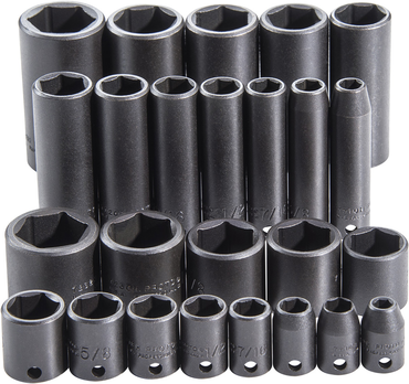Proto® 3/8" Drive 25 Piece Impact Socket Set - 6 Point - Americas Industrial Supply