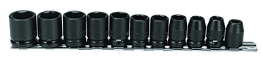Proto® 3/8" Drive 11 Piece Metric Impact Socket Set - 6 Point - Americas Industrial Supply