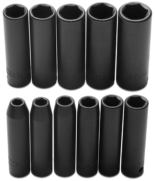 Proto® 3/8" Drive 11 Piece Metric Deep Impact Socket Set - 6 Point - Americas Industrial Supply