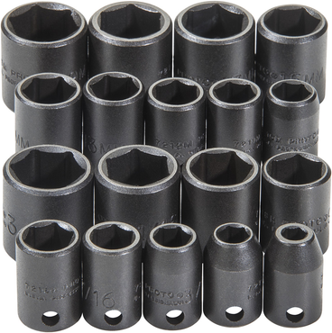 Proto® 3/8" Drive 18 Piece Universal Impact Socket Set - 6 Point - Americas Industrial Supply
