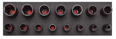 Proto® Foamed 1/2" Drive 15 Piece Deep Impact Socket Set - Black Oxide - 6 Point - Americas Industrial Supply