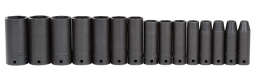 Proto® 1/2" Drive 15 Piece Deep Thin Wall Impact Socket Set - 6 Point - Americas Industrial Supply