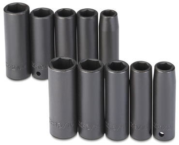Proto® 1/2" Drive 10 Piece Fractional & Metric Impact Socket Set - 6 Point - Americas Industrial Supply