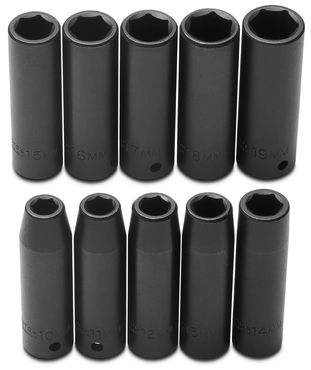 Proto® 1/2" Drive 10 Piece Metric Deep Impact Socket Set - 6 Point - Americas Industrial Supply