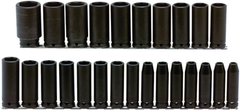 Proto® 1/2" Drive 25 Piece Metric Deep Impact Socket Set - 6 Point - Americas Industrial Supply