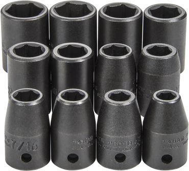 Proto® 1/2" Drive 12 Piece Impact Socket Set - 6 Point - Americas Industrial Supply