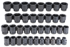 Proto® 1" Drive 37 Piece Impact Socket Set-6 Point - Americas Industrial Supply