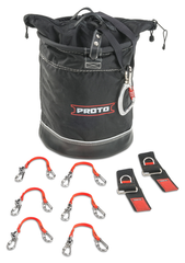 Proto® Tethering D-Ring Lift Bucket (300 lbs Weight Capacity) with D-Ring Wrist Strap System (2) JWS-DR and (6) JLANWR6LB - Americas Industrial Supply