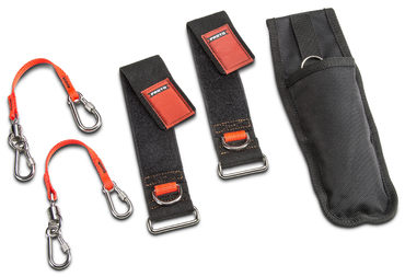 Proto® Tethering D-Ring Pouch Set with One Pocket, Retractable Lanyard, and D-Ring Wrist Strap System with (2) JWS-DR and (2) JLANWR6LB - Americas Industrial Supply