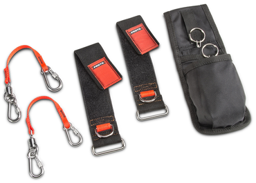 Proto® Tethering D-Ring Pouch Set with Two Pockets, Retractable Lanyard, and D-Ring Wrist Strap System with (2) JWS-DR and (2) JLANWR6LB - Americas Industrial Supply