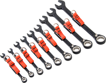 Proto® Tether-Ready 9 Piece Black Chrome Reversible Combination Ratcheting Wrench Set - Spline - Americas Industrial Supply