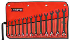 Proto® 13 Piece Black Chrome Reversible Combination Ratcheting Wrench Set - Spline - Americas Industrial Supply