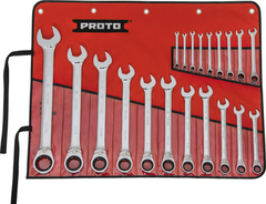 Proto® 20 Piece Full Polish Combination Reversible Ratcheting Wrench Set - 12 Point - Americas Industrial Supply