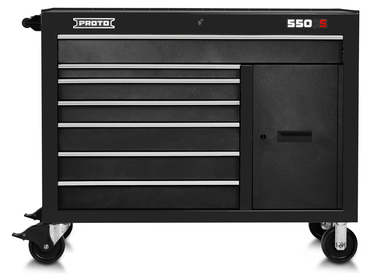 Proto® 550S 50" Workstation - 7 Drawer & 1 Shelf, Dual Black - Americas Industrial Supply