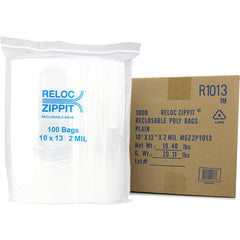10″ × 13″ 2-MIL Clear Reloc Zippit Zipper Bags, Sold per Case of 1000 (10 boxes of 100 per case)