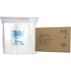 6″ × 10″ 2-MIL Clear Reloc Zippit Zipper Bags, Sold per Case of 1000 (10 boxes of 100 per case)