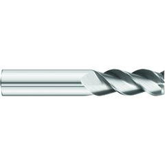1/2 x 1/2 x 1-1/4 x 3 OAL Square 3 Flute Carbide End Mill for Aluminum - Round Shank- Uncoated - Americas Industrial Supply