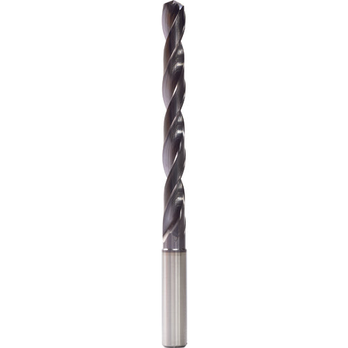 12.8 mm Dia. × 14 mm Shank × 77 mm Flute Length × 124 mm OAL, 5xD, 140°, TiAlN, 2 Flute, Internal, Round Solid Carbide Drill - Exact Industrial Supply
