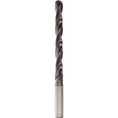 2.8 mm Dia. × 4 mm Shank × 21 mm Flute Length × 57 mm OAL, 5xD, 140°, TiAlN, 2 Flute, Internal, Round Solid Carbide Drill - Exact Industrial Supply