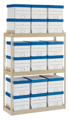 42 x 16.94 x 60" - 3 Level Records Storage Rack (Tan) - Americas Industrial Supply