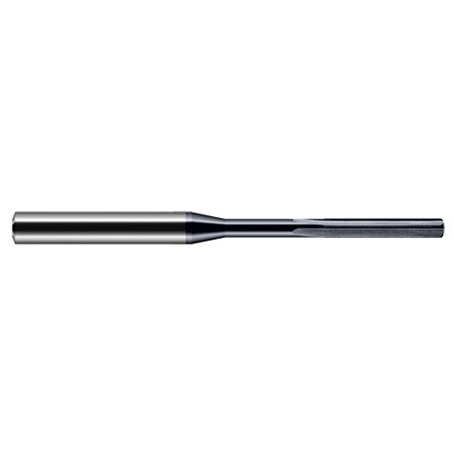 Miniature Reamers - 0.0760″ Reamer Diameter × 0.5620″ (9/16″) Margin Length Carbide Reamer, 4 Flutes, AlTiN Coated - Exact Industrial Supply