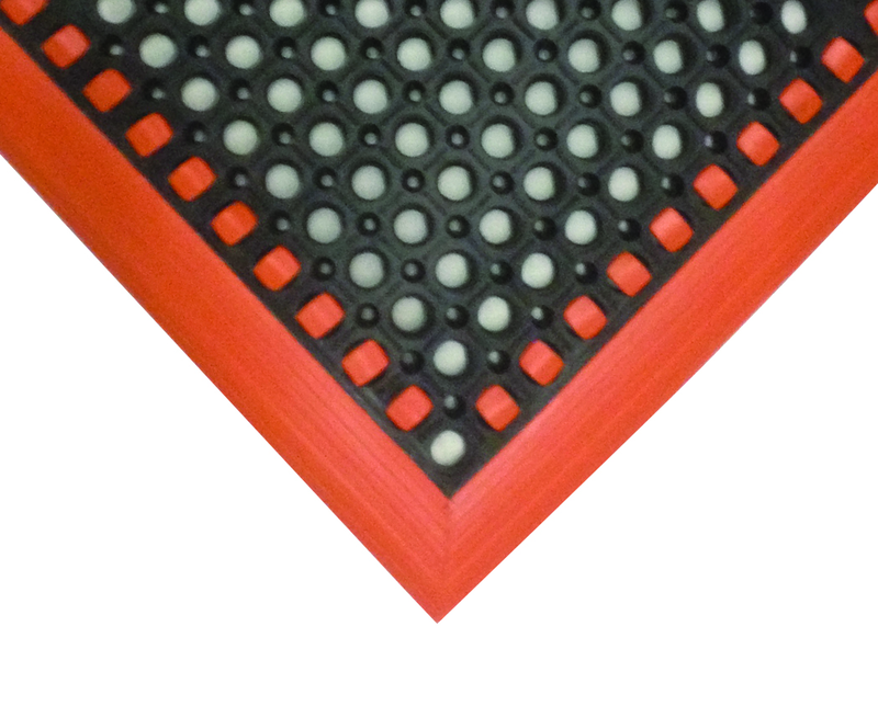 40" x 124" x 7/8" Thick Safety Wet / Dry Mat - Black / Orange - Americas Industrial Supply