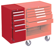 205 Red 5-Drawer Hang-On Cabinet w/ball bearing Drawer slides - For Use With 293, 295 or 297 - Americas Industrial Supply