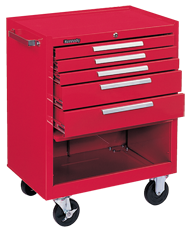 5-Drawer Roller Cabinet w/ball bearing Dwr slides - 35'' x 18'' x 27'' Red - Americas Industrial Supply