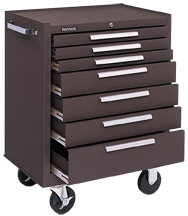 7-Drawer Roller Cabinet w/ball bearing Dwr slides - 35'' x 18'' x 27'' Brown - Americas Industrial Supply