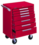 7-Drawer Roller Cabinet w/ball bearing Dwr slides - 35'' x 18'' x 27'' Red - Americas Industrial Supply