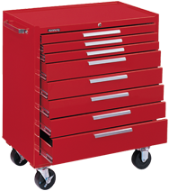 8-Drawer Roller Cabinet w/ball bearing Dwr slides - 40'' x 20'' x 34'' Red - Americas Industrial Supply