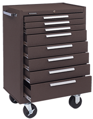 8-Drawer Roller Cabinet w/ball bearing Dwr slides - 39'' x 18'' x 27'' Brown - Americas Industrial Supply