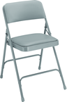 Upholstered Folding Chair - Double Hinges, Double Contoured Back, 2 U-Shaped Riveted Cross Braces, Non-marring Glides; V-Tip Stability Caps; Upholstered 19-mil Vinyl Wrapped Over 1¼" Foam - Americas Industrial Supply