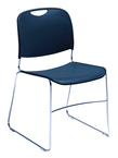 HI-Tech Stack Chair --11 mm Steel Rod Chrome Plated Frame Injection Molded Textured Plastic Non-fading Seat/Back - Navy - Americas Industrial Supply