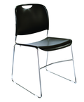 HI-Tech Stack Chair --11 mm Steel Rod Chrome Plated Frame Injection Molded Textured Plastic Non-fading Seat/Back - Black - Americas Industrial Supply