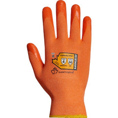 Highly visible cut-resistant gloves that block static