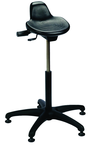 Sit Stand - 14" Soft Polyurethane, Contoured, Tilting Seat,  27" Dia.-Stable 5 Star Base with Heavy Duty Stationary Glides, Seat height 20"-30" - Americas Industrial Supply