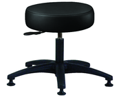 Heavy-Duty NaughaSoft Vinyl Stool - 16 x 4" Round Seat, Backless, Pneumatic Seat Hgt Adj, Standard Glides --Black -- Desk height 16.5"-21.5" - Americas Industrial Supply