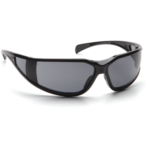 Safety Glasses - Curved Lens, Black Frame, Gray Fog Free - Americas Industrial Supply