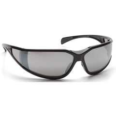 Safety Glasses - Curved Lens, Black Frame, Silver Mirror - Americas Industrial Supply