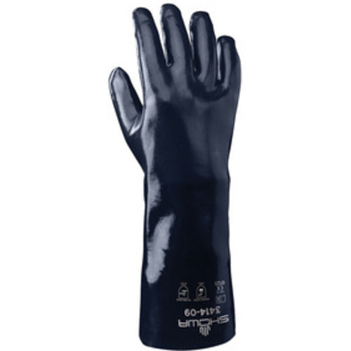 Chemical resistant neoprene fully coated 14″ gauntlet/wrinkle finish navy/small - Americas Industrial Supply