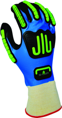 General purpose full nitrile blue undercoating w/black foamed palm coating w/impact resistant bumper guards, 13 gauge, seamless knitted liner/large - Americas Industrial Supply