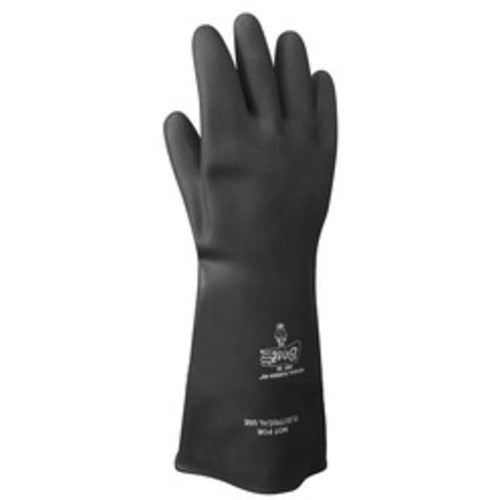 Chemical resistant natural rubber latex unsupported 15″ 40-mil unlined black bisque finish rolled cuff/XXL - Americas Industrial Supply