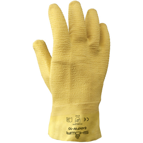 General purpose natural rubber fully-coated 10″ gauntlet cuff yellow wrinkle-finish/large - Americas Industrial Supply