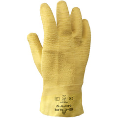 General purpose natural rubber fully-coated 10″ gauntlet cuff yellow wrinkle-finish/large - Americas Industrial Supply