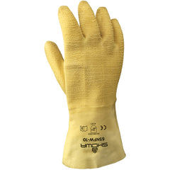 General purpose natural rubber fully-coated 12″ gauntlet cuff yellow wrinkle-finish/large - Americas Industrial Supply