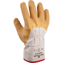 General purpose natural rubber palm-coated reinforced safety cuff white w/yellow dip wrinkle-finish/L - Americas Industrial Supply